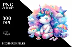 Cute Unicorn from Dreamy Nebula | Sublimation | Clipart Product Image 1