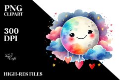 Smiling Moon with Hearts PNG Product Image 2