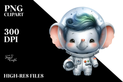 Cute Baby Elephant with Astronaut Helmet PNG Product Image 2