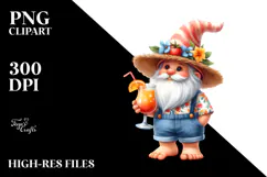 Whimsical Gnome Drinking Cocktail, PNG Product Image 2