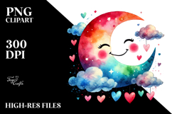 Happy Moon with Hearts, PNG Product Image 2
