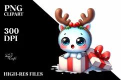 Colorful Butterfly with Reindeer Horns PNG Product Image 3