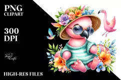Cute Baby Flamingo Dressed Summer | Sublimation Clipart Product Image 3