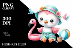 Cute Baby Flamingo Dressed Summer | Sublimation Clipart Product Image 3
