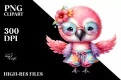 Cute Baby Flamingo Dressed Summer | Sublimation Clipart Product Image 3