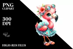 Cute Baby Flamingo Dressed Summer | Sublimation Clipart Product Image 1
