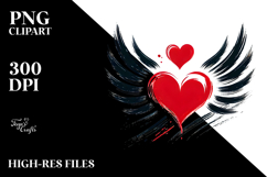 Fire Paintbrush Heart with Wings PNG Product Image 2