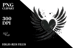Fire Paintbrush Heart with Wings PNG Product Image 2