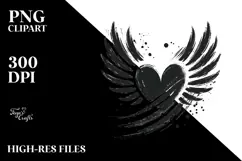 Fire Paintbrush Heart with Wings PNG Product Image 2