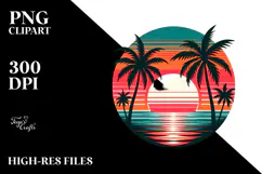 Retro Tropical Sunset Tshirt Design PNG Product Image 2