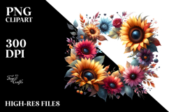 Colorful Floral Frame with Sunflower, High-Res PNG Product Image 2
