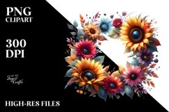 Colorful Floral Frame with Sunflower, High-Res PNG Product Image 3