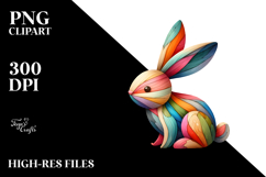 Colorful Bunny Made of Wood, PNG Product Image 2
