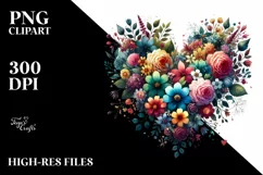Colorful Floral Heart PNG Product Image 2