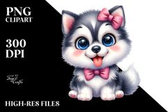 Happy Cute Cartoon Siberian Husky PNG Product Image 2