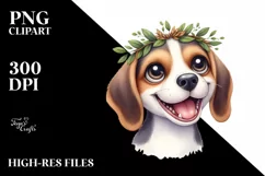 Funny Baby Beagle With Wreath | Sublimation | Clipart Product Image 1