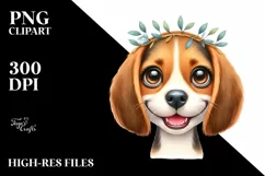 Funny Baby Beagle With Wreath | Sublimation | Clipart Product Image 3