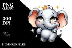 Cute Cartoon Elephant Watercolor Splash PNG Product Image 2