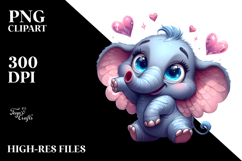 Cute Cartoon Elephant Watercolor Splash PNG Product Image 2