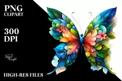 Vibrant Abstract Flower Butterfly PNG Product Image 1