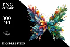 Vibrant Abstract Flower Butterfly PNG Product Image 1