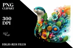 Vibrant Abstract Flower Otter PNG Product Image 1