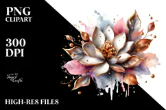 Shiny Magnolia Watercolor Splash PNG Product Image 2
