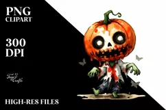 Funny Halloween Clipart with Zombie PNG Product Image 1