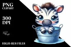 Cute Zebra in Bucket Clipart PNG Product Image 3