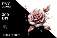 Chic Rose with Metallic Accents, PNG Product Image 2