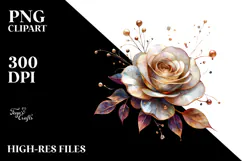 Elegant Rose with Metallic Accents, PNG Product Image 2