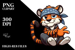 Goofy Tiger with Bandana, PNG Product Image 2