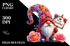 Valentine Gnome with Roses PNG Product Image 2