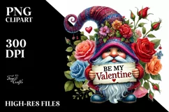 Valentine Gnome with Roses PNG Product Image 2