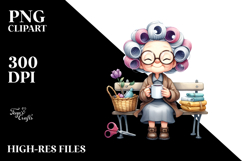 Elderly Lady Watercolor Clipart Product Image 2