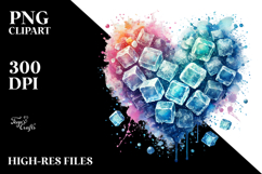 Colorful Ice Heart with Hummingbird, PNG Product Image 2
