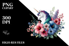 Unicorn Flower Colorful Vibrant Sublimation Clipart Product Image 2