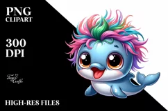 cute Colorful Cartoon Baby Dolphin | Clipart Product Image 1