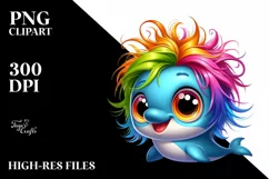 cute Colorful Cartoon Baby Dolphin | Clipart Product Image 3