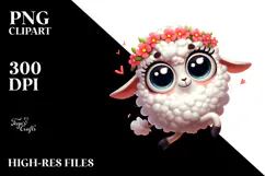 Goofy Cartoon Lamb with Flower Crown PNG Product Image 2