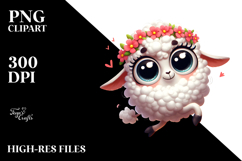 Goofy Cartoon Lamb with Flower Crown PNG Product Image 2