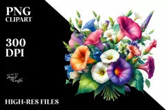 Colorful Morning Glory Buquet Clipart Product Image 1