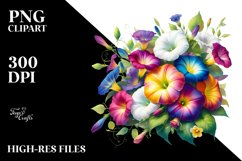 Colorful Morning Glory Buquet Clipart Product Image 3