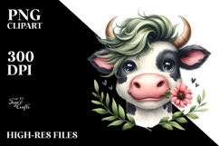 Funny Cow with Cool Hair PNG Product Image 2