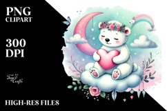 Colorful Pastel Polar Bear on Cloud PNG Product Image 2
