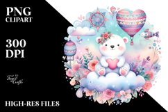 Colorful Pastel Polar Bear on Cloud PNG Product Image 2