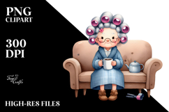 Elderly Lady Watercolor Clipart Product Image 2