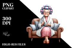 Elderly Lady Watercolor Clipart Product Image 2