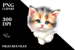 Vibrant Baby Cat with Christmas Hat, Transparent PNG Product Image 2