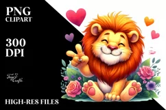 Funny Cute Lion Smiling with Love Sign Product Image 3